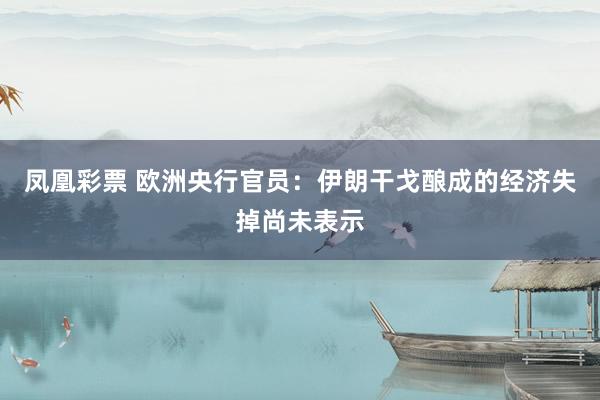 凤凰彩票 欧洲央行官员：伊朗干戈酿成的经济失掉尚未表示